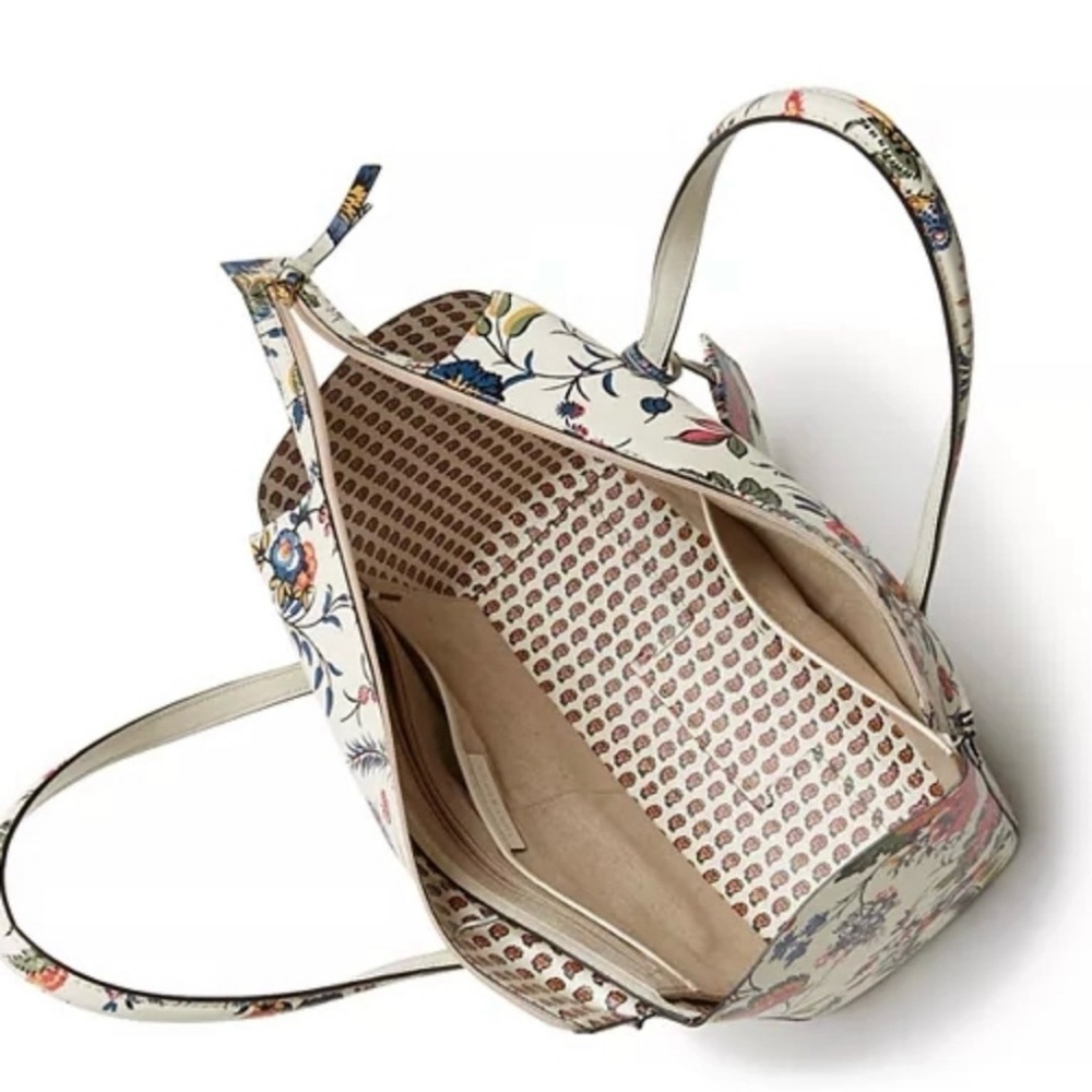 Tory Burch Parker Small Floral Tote - Cream and Multicolor EUC - Picture 3 of 16